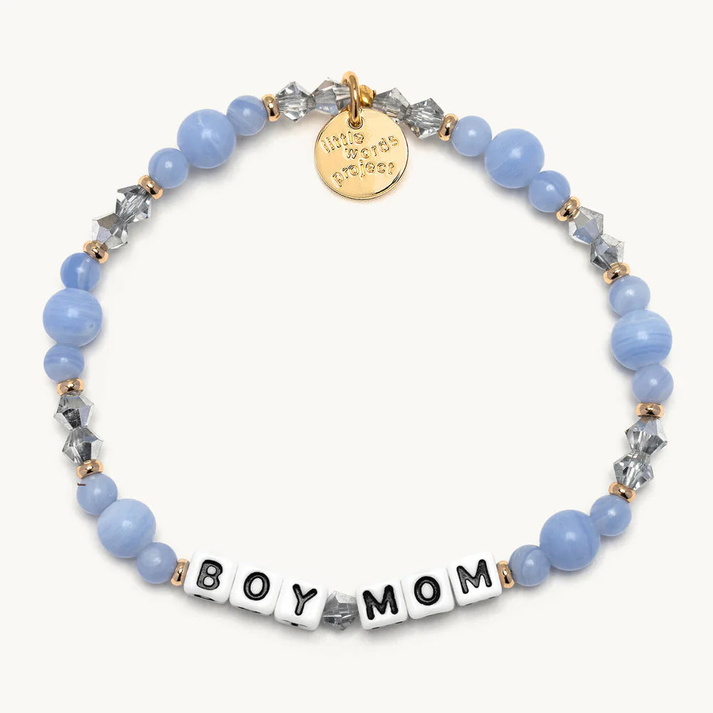 White "Boy Mom" Bracelet