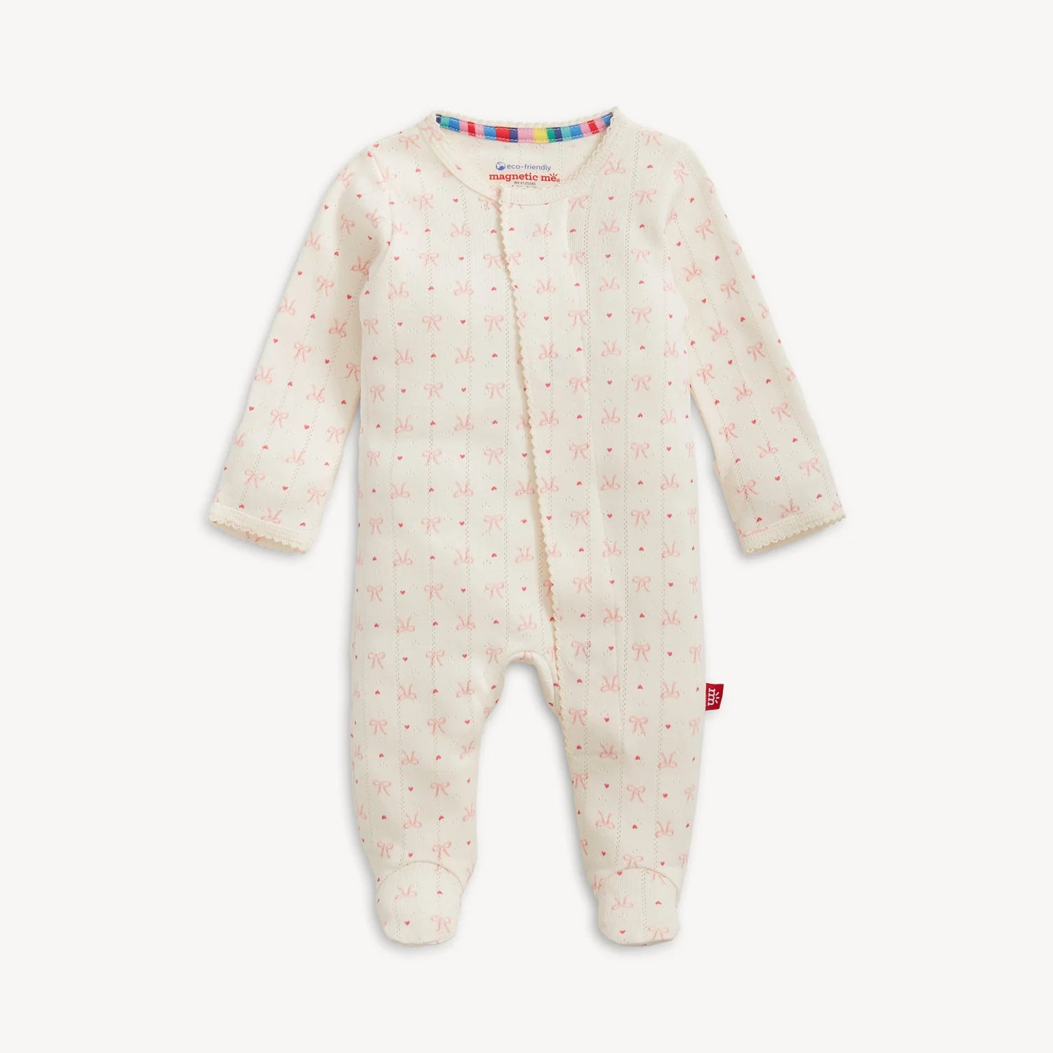 Heart and Bow Pointelle Magnetic Footie