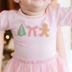 Gingerbread Embroidered Long Sleeve Tutu Bodysuit