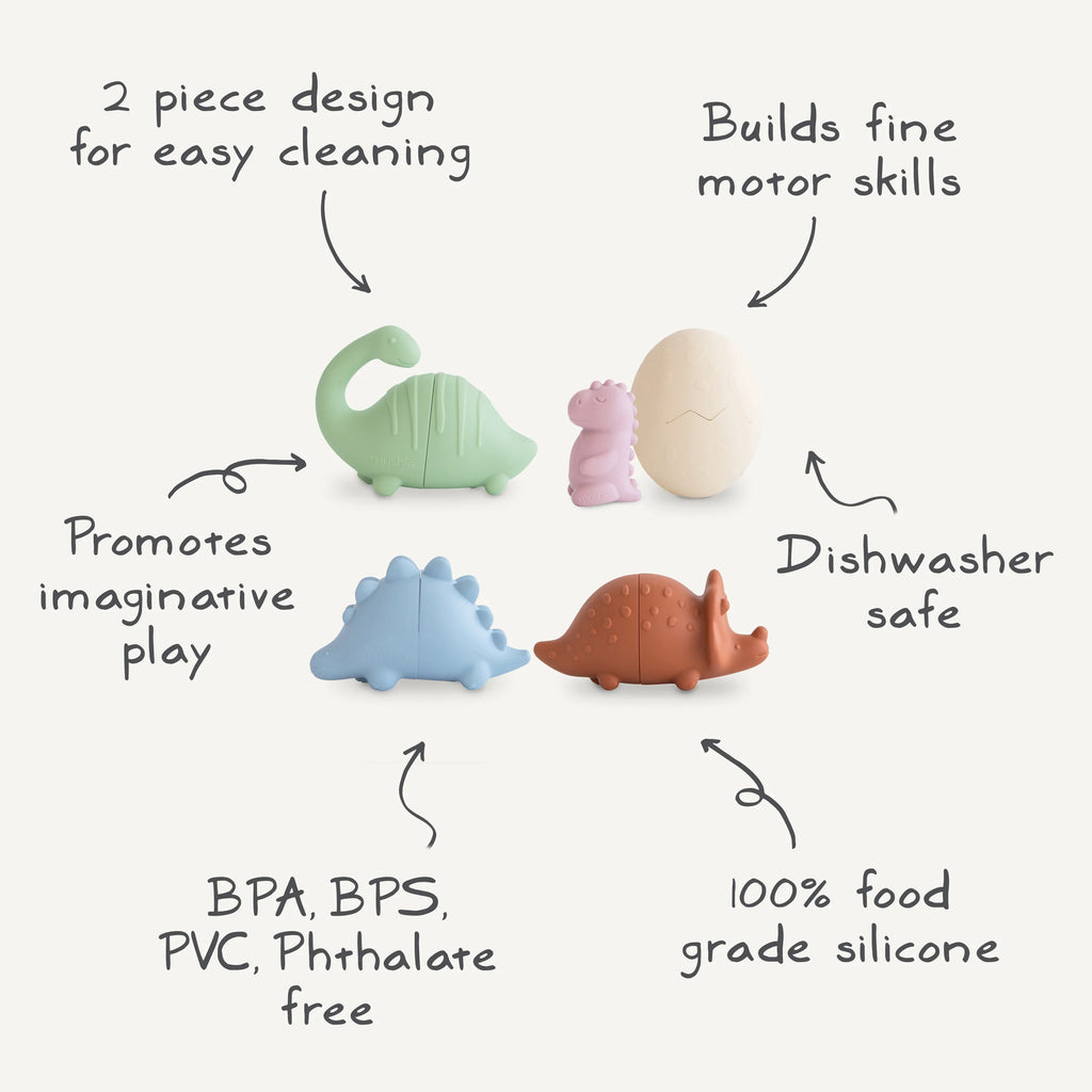 Dino Mold Free Bath Play Set- 4 Pack