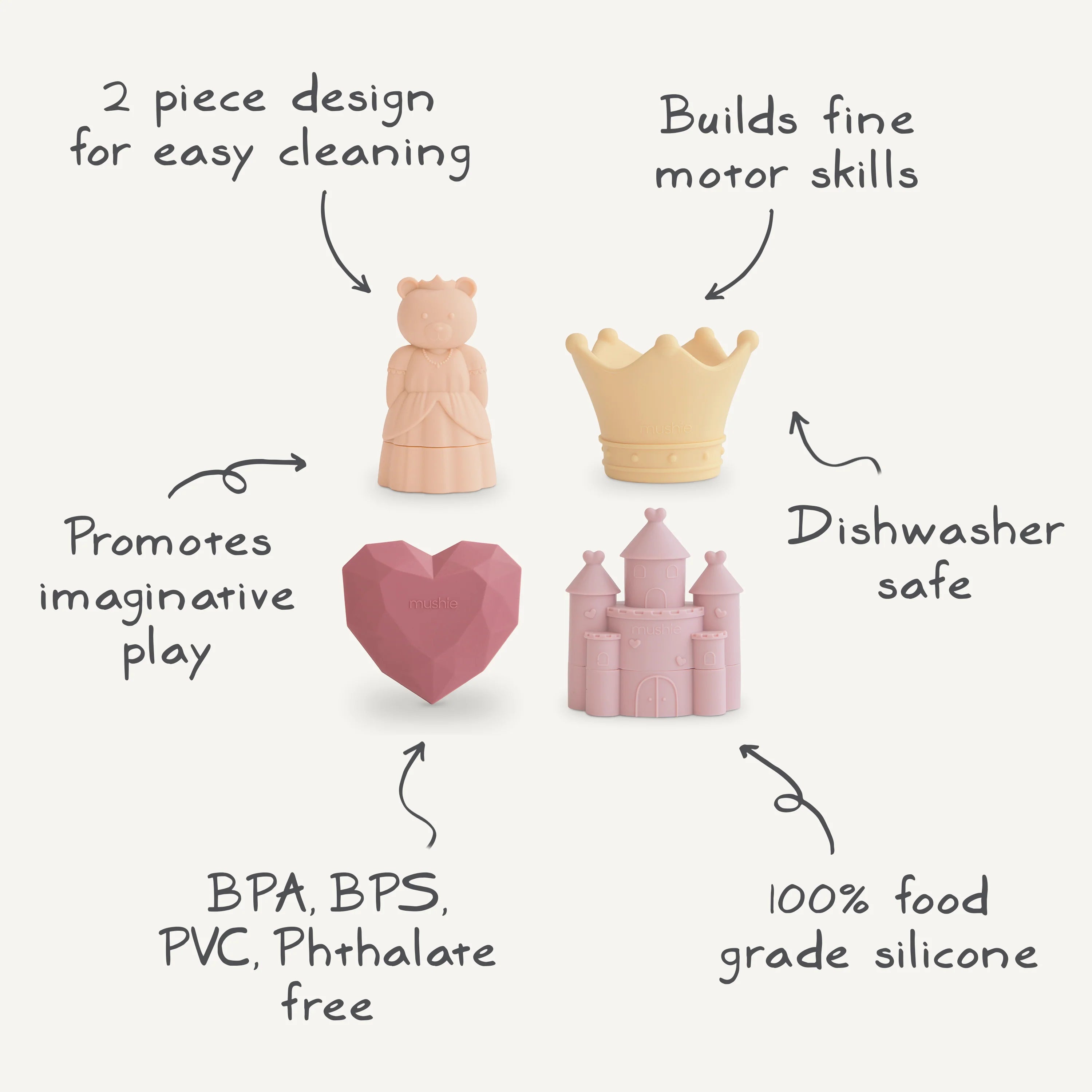 Princess Mold Free Bath Play Set- 4 Pack