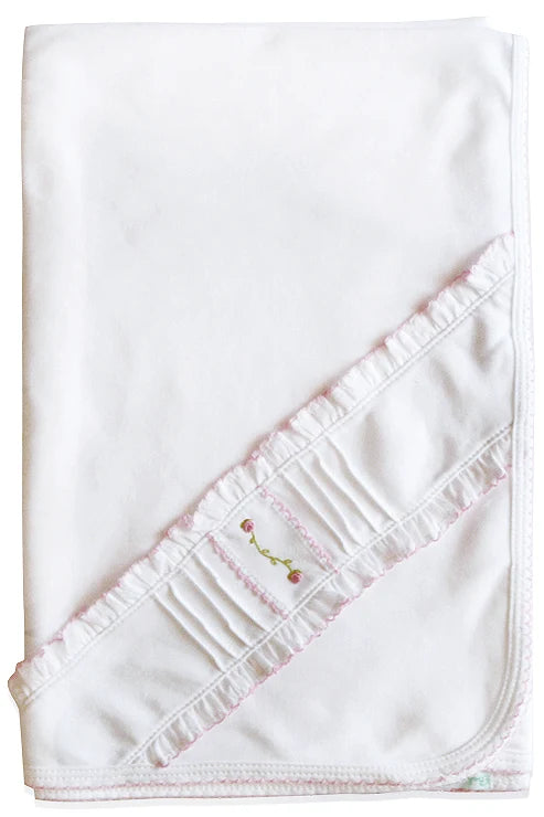 White Rosevine Baby Blanket