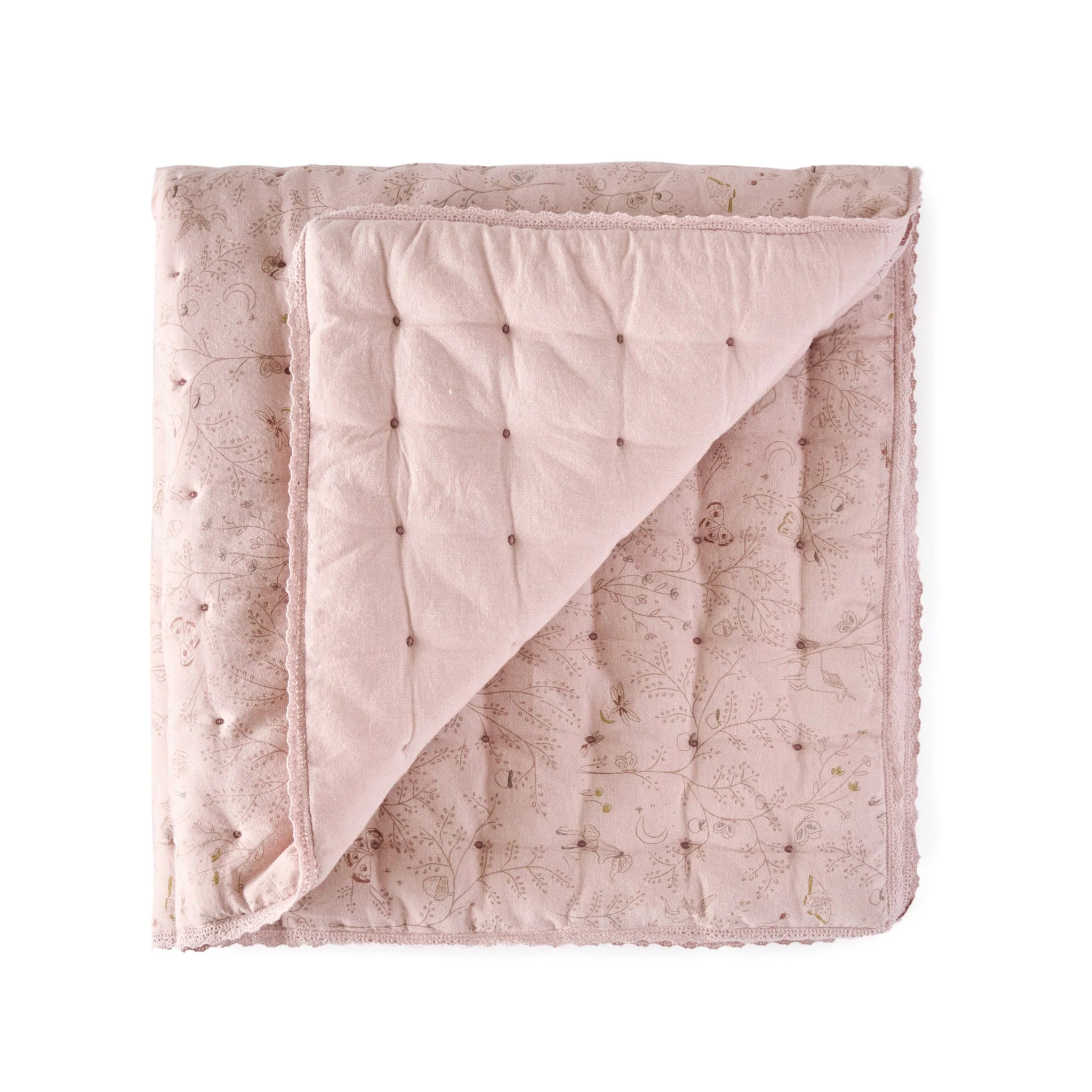 Quilted Chambray Blanket- Secret Garden