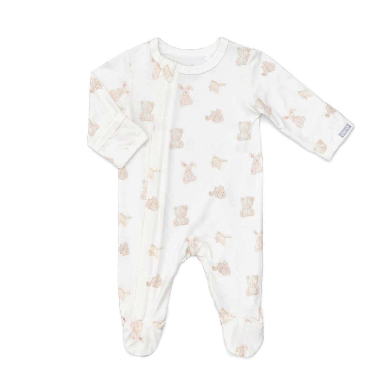 Teddies on Cream Modal Zipper Footie