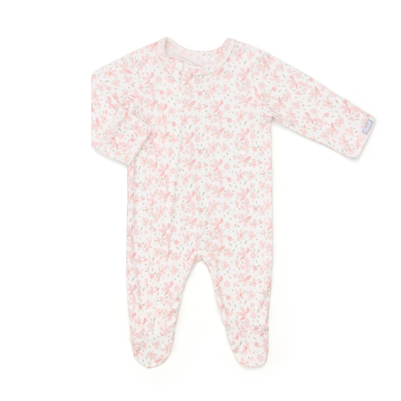 Floral on Cream Modal Zipper Footie