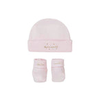 Hello World Pima Cotton Hat and Bootie Set, Pink