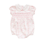 Fairway Toile Short Sleeve Smocked Bubble (Pink)