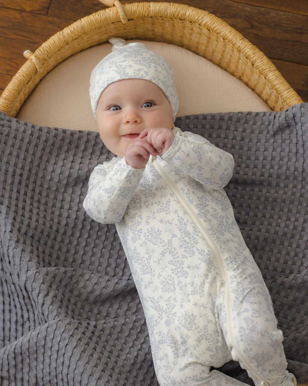 Bamboo Zip Footie Cloud Floral