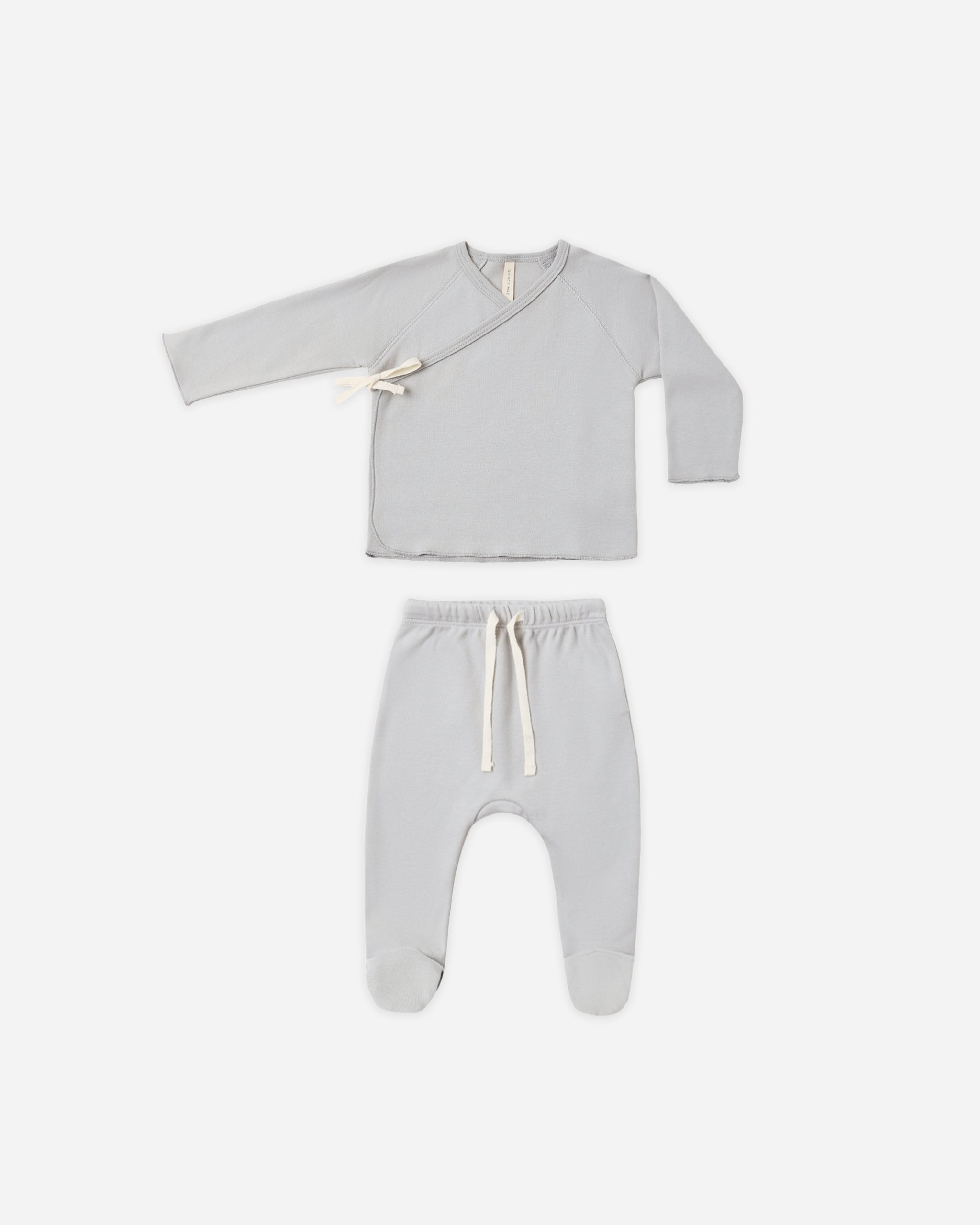 Wrap Top + Footed Pant Set Cloud