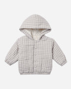 Hooded Woven Jacket Blue Gingham