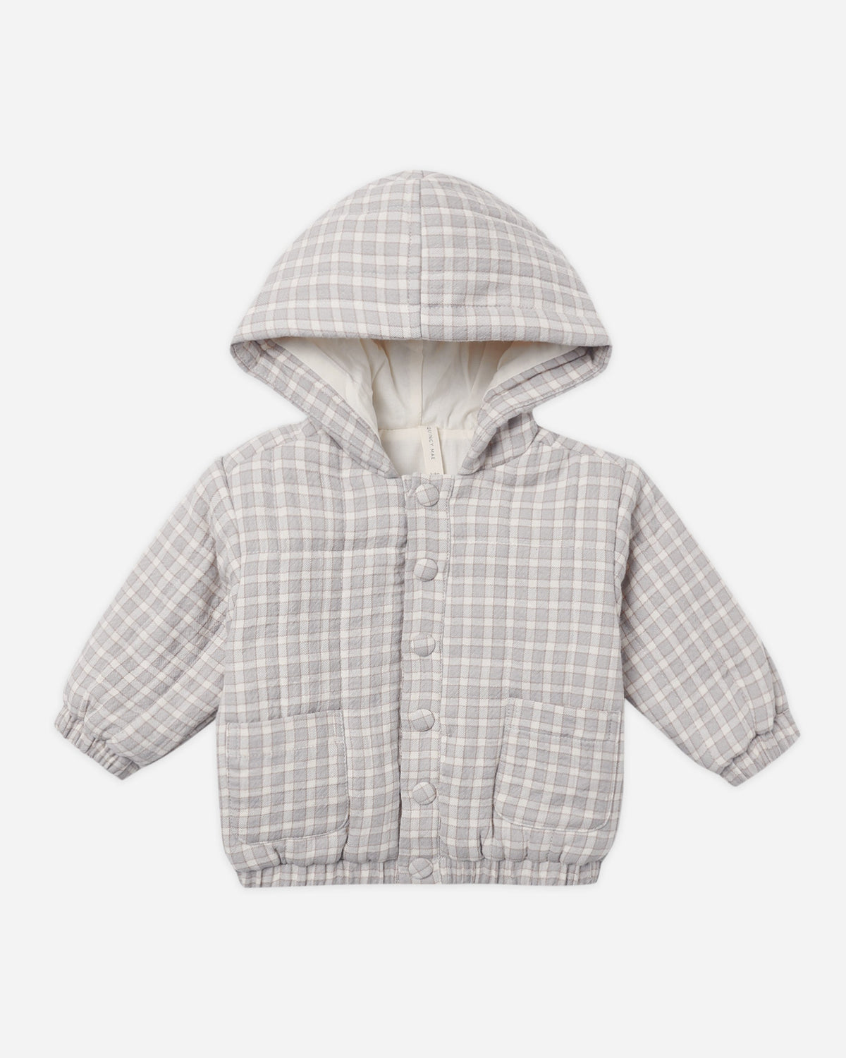 Hooded Woven Jacket Blue Gingham