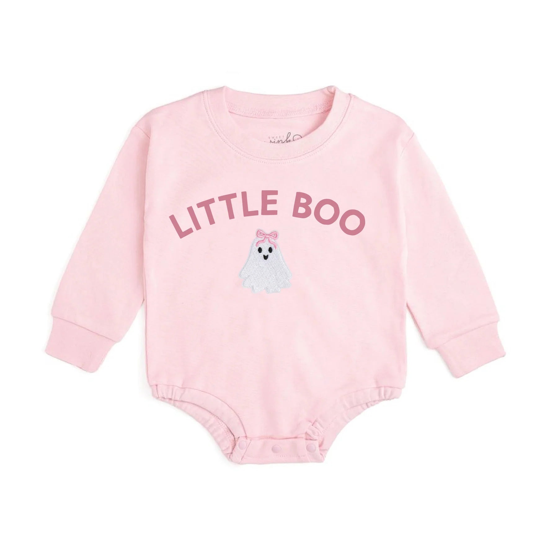 Little Boo Patch Halloween Long Sleeve Romper