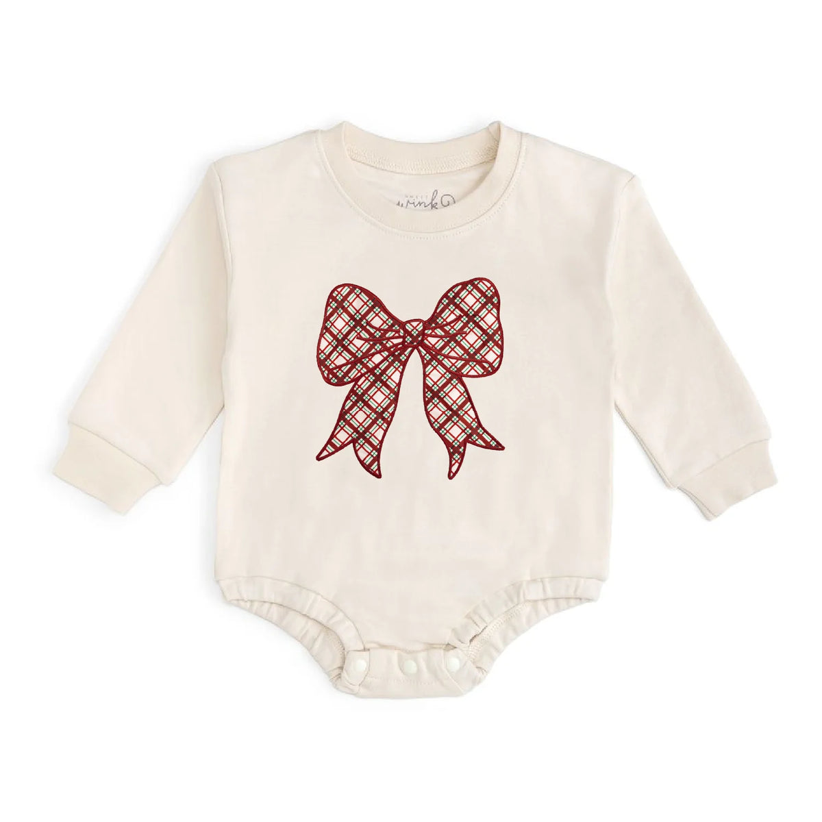 Christmas Plaid Bow Long Sleeve Romper