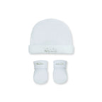 Hello World Velvet Hat and Booties, White