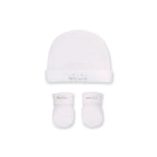 Hello World Velvet Hat and Booties, Pink