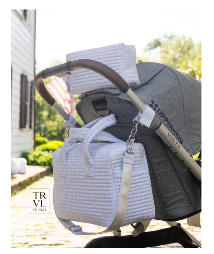 Quilted Stroller Bag- Pimlico Stripe Blue