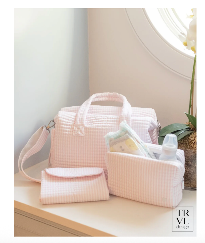 Quilted Stroller Bag- Pimlico Stripe Pink