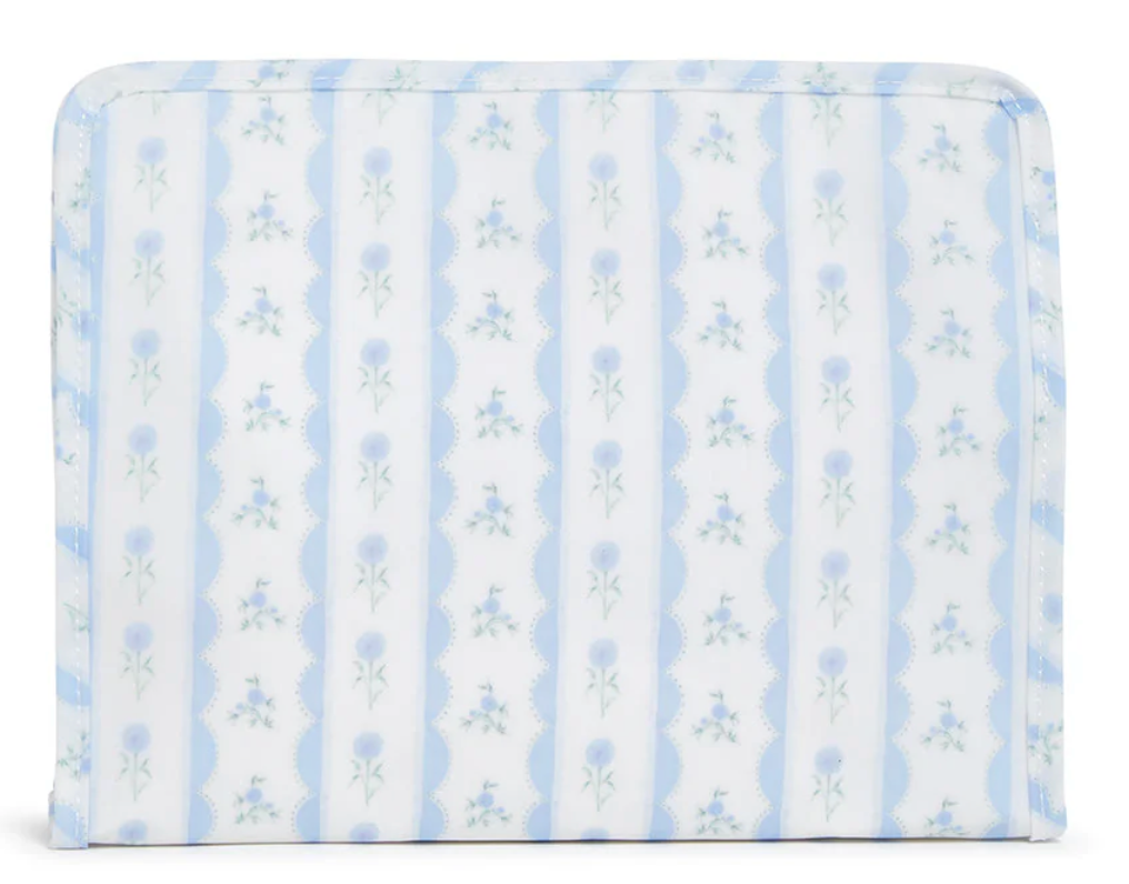 Roadie Large Zip Pouch- Ribbon Floral Blue
