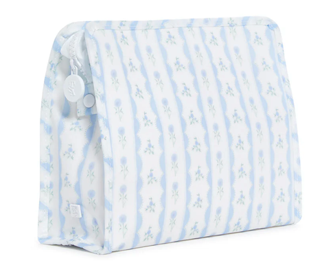 Roadie Large Zip Pouch- Ribbon Floral Blue