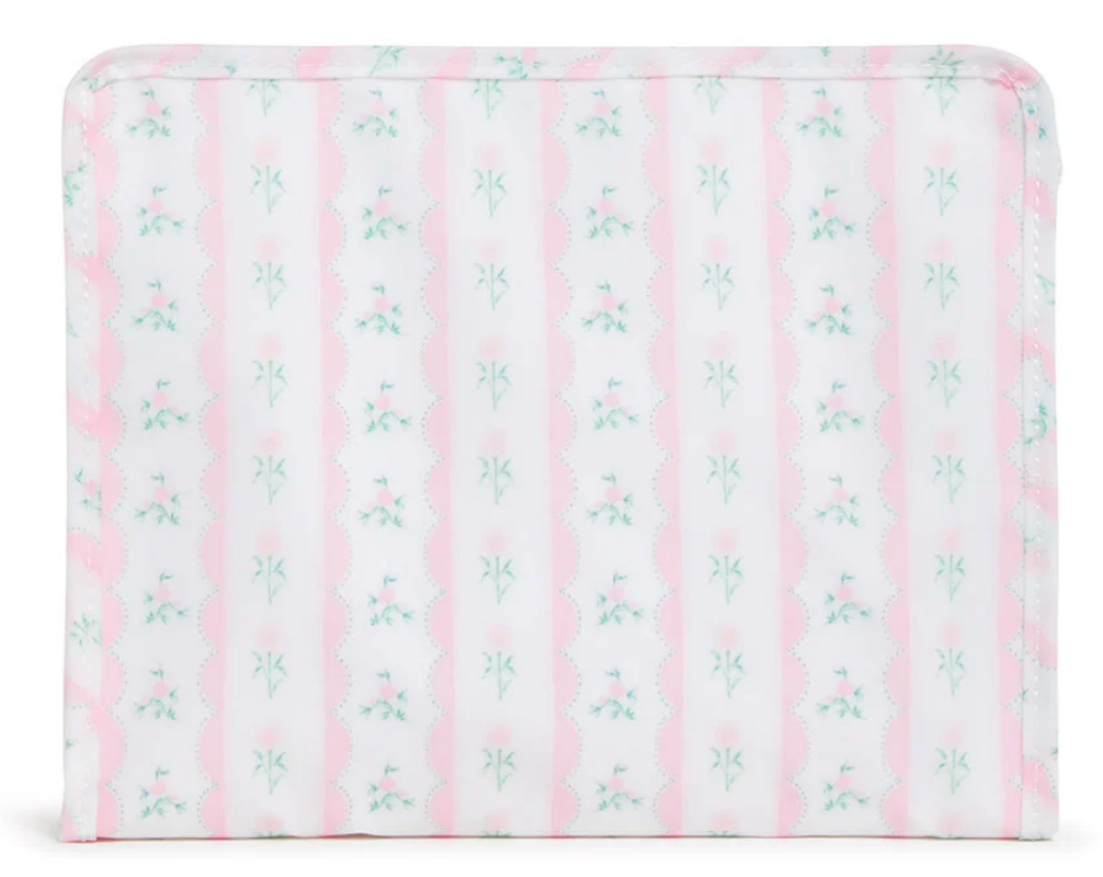 Roadie Large Zip Pouch- Ribbon Floral Pink