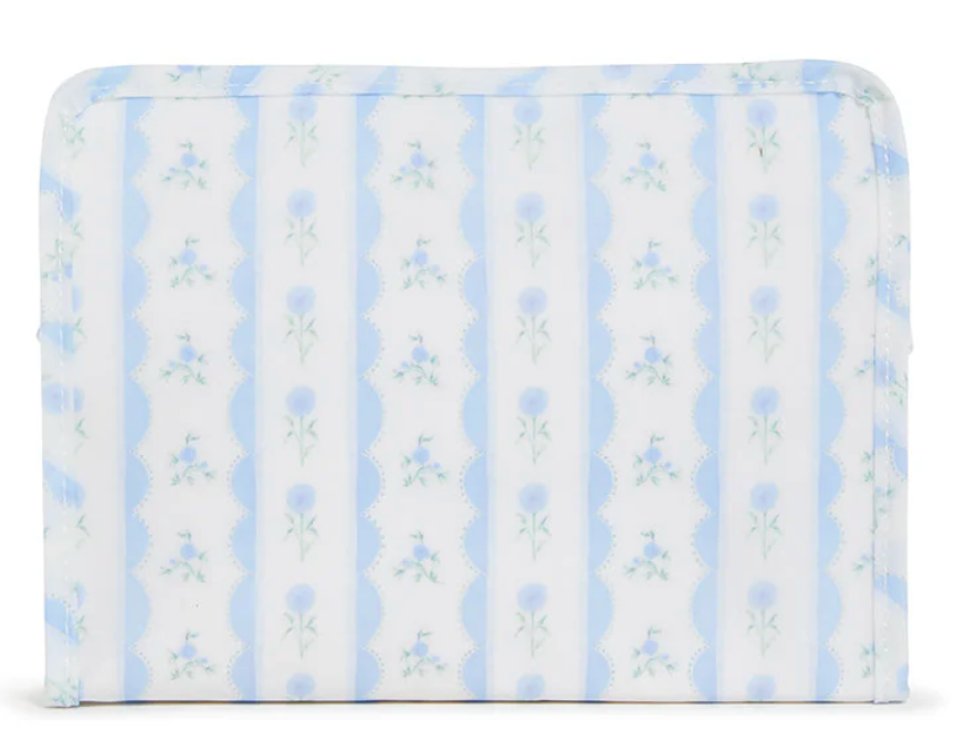 Roadie Medium Zip Pouch- Ribbon Floral Blue