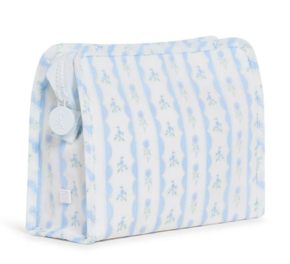 Roadie Medium Zip Pouch- Ribbon Floral Blue