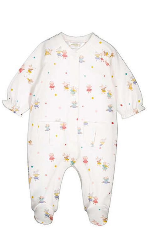 Dancing Bunnies Print Footed Pajamas