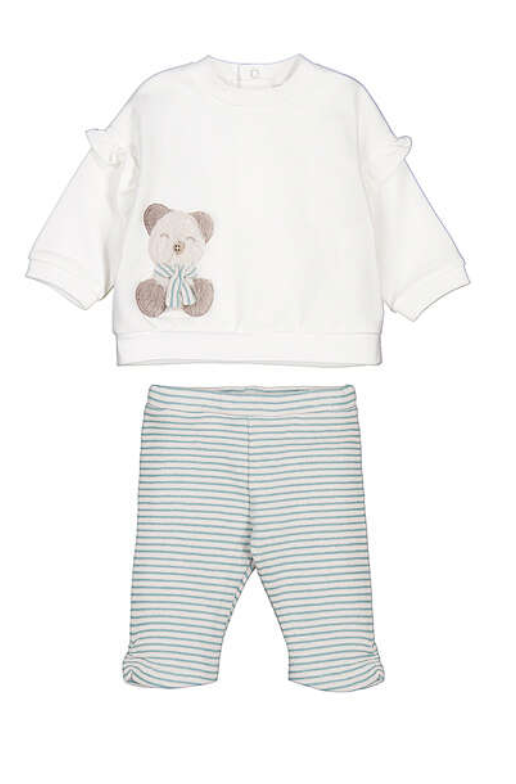 Teddy Bear Top and Striped Leggings Set