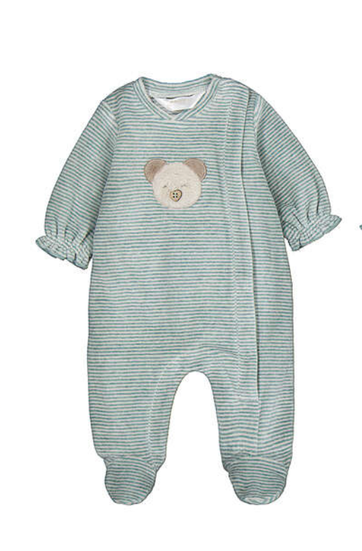 Green Teddy Bear Velour Footie