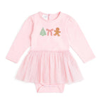 Gingerbread Embroidered Long Sleeve Tutu Bodysuit