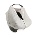 Cotton Muslin Car Seat Canopy- Grey Stripe