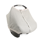 Cotton Muslin Car Seat Canopy- Grey Stripe