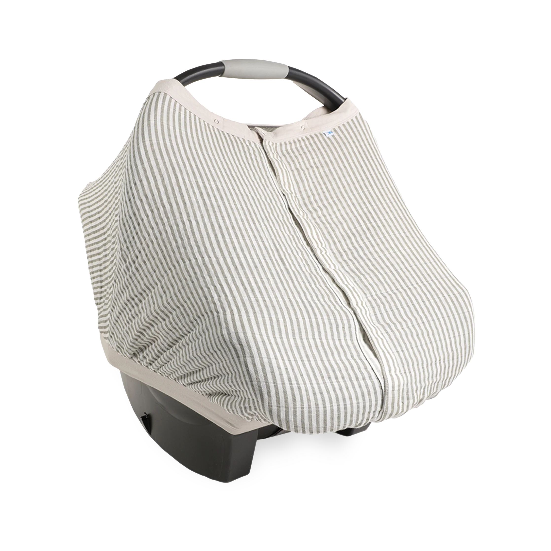 Cotton Muslin Car Seat Canopy- Grey Stripe