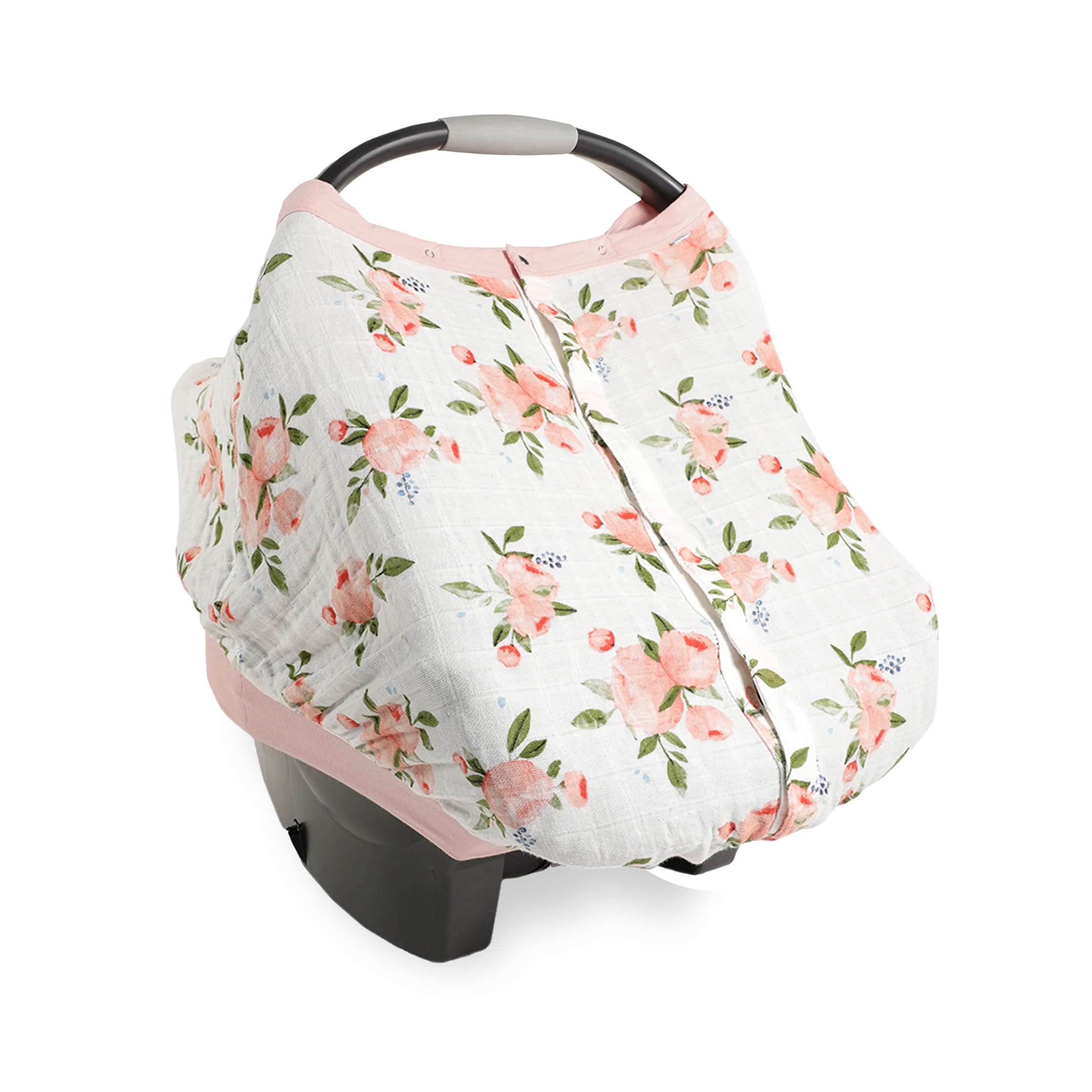 Cotton Muslin Car Seat Canopy- Watercolor Roses