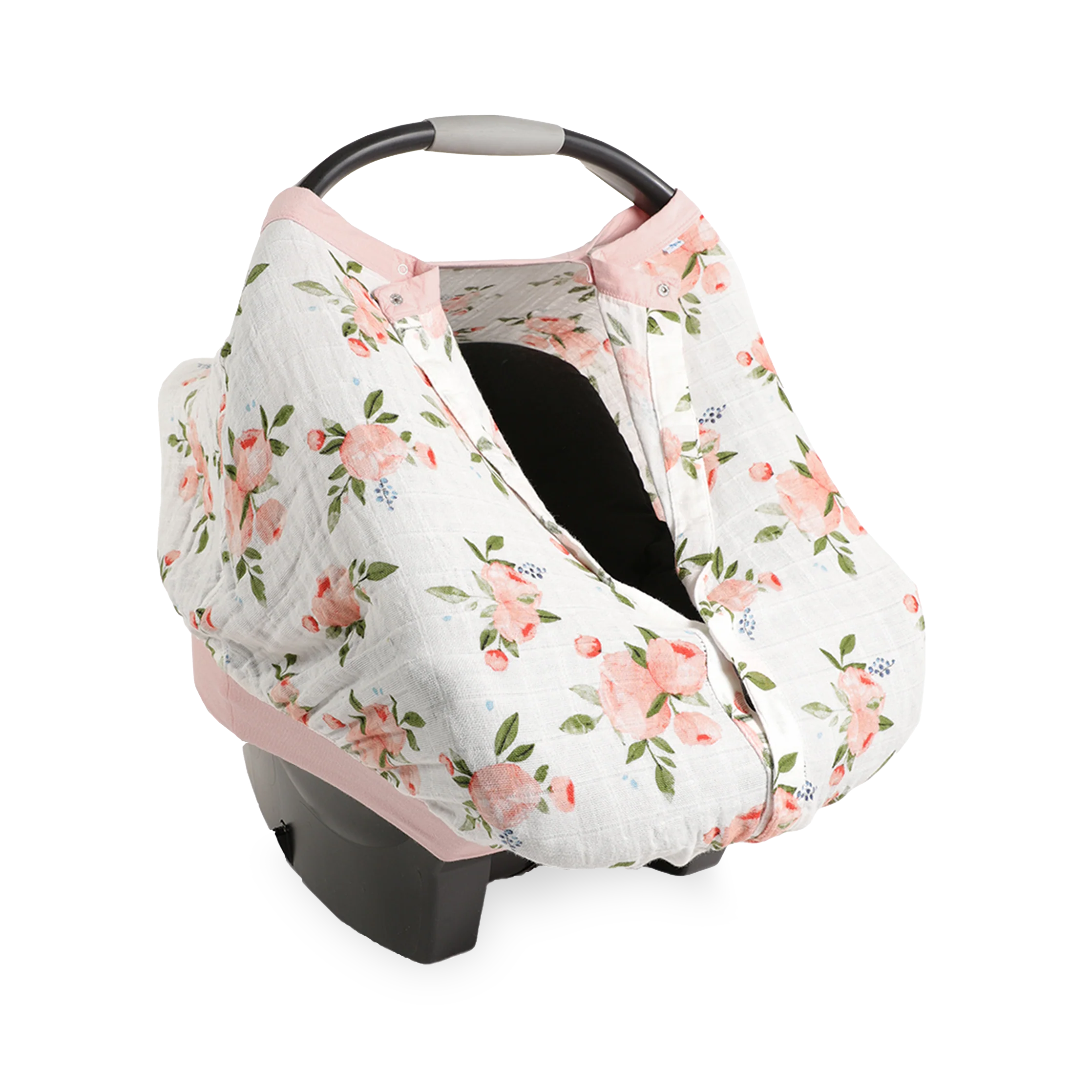 Cotton Muslin Car Seat Canopy- Watercolor Roses