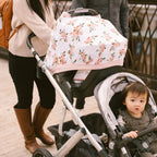 Cotton Muslin Car Seat Canopy- Watercolor Roses