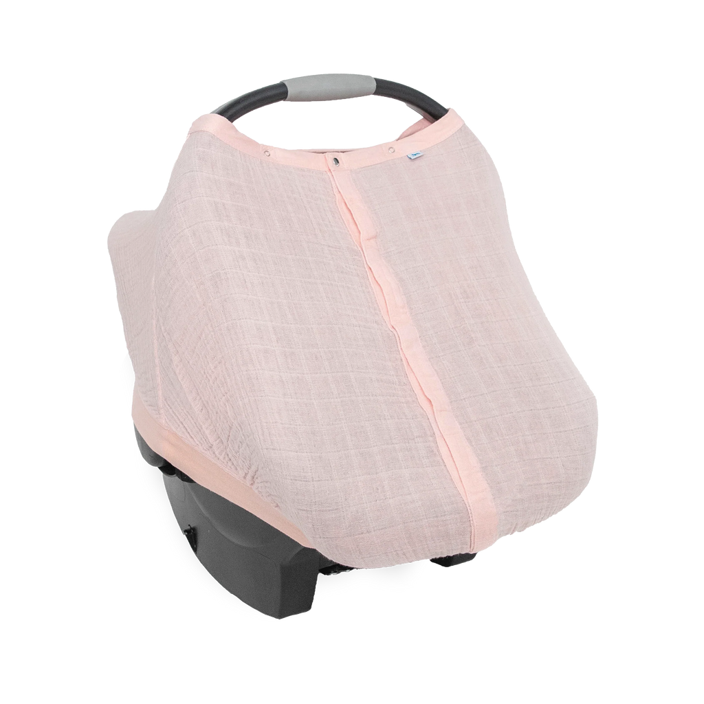 Cotton Muslin Car Seat Canopy- Light Pink
