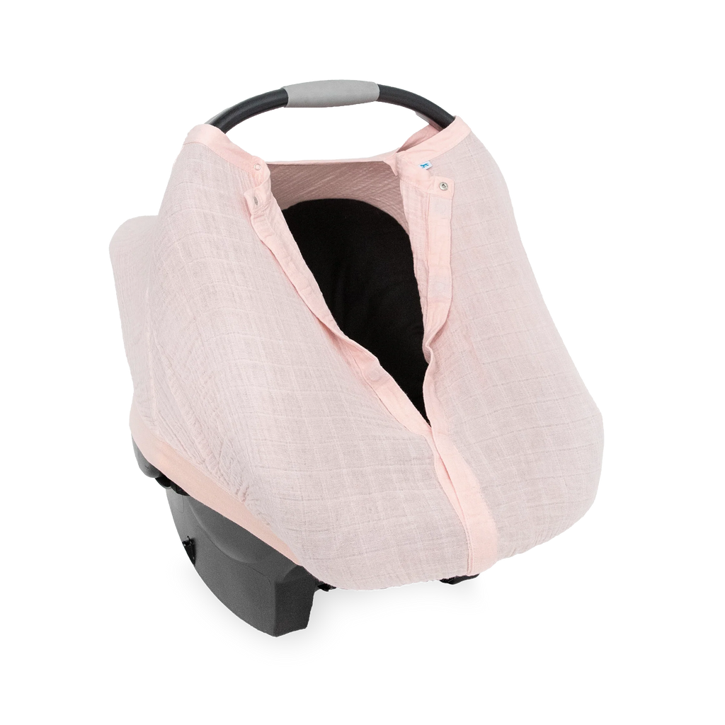 Cotton Muslin Car Seat Canopy- Light Pink