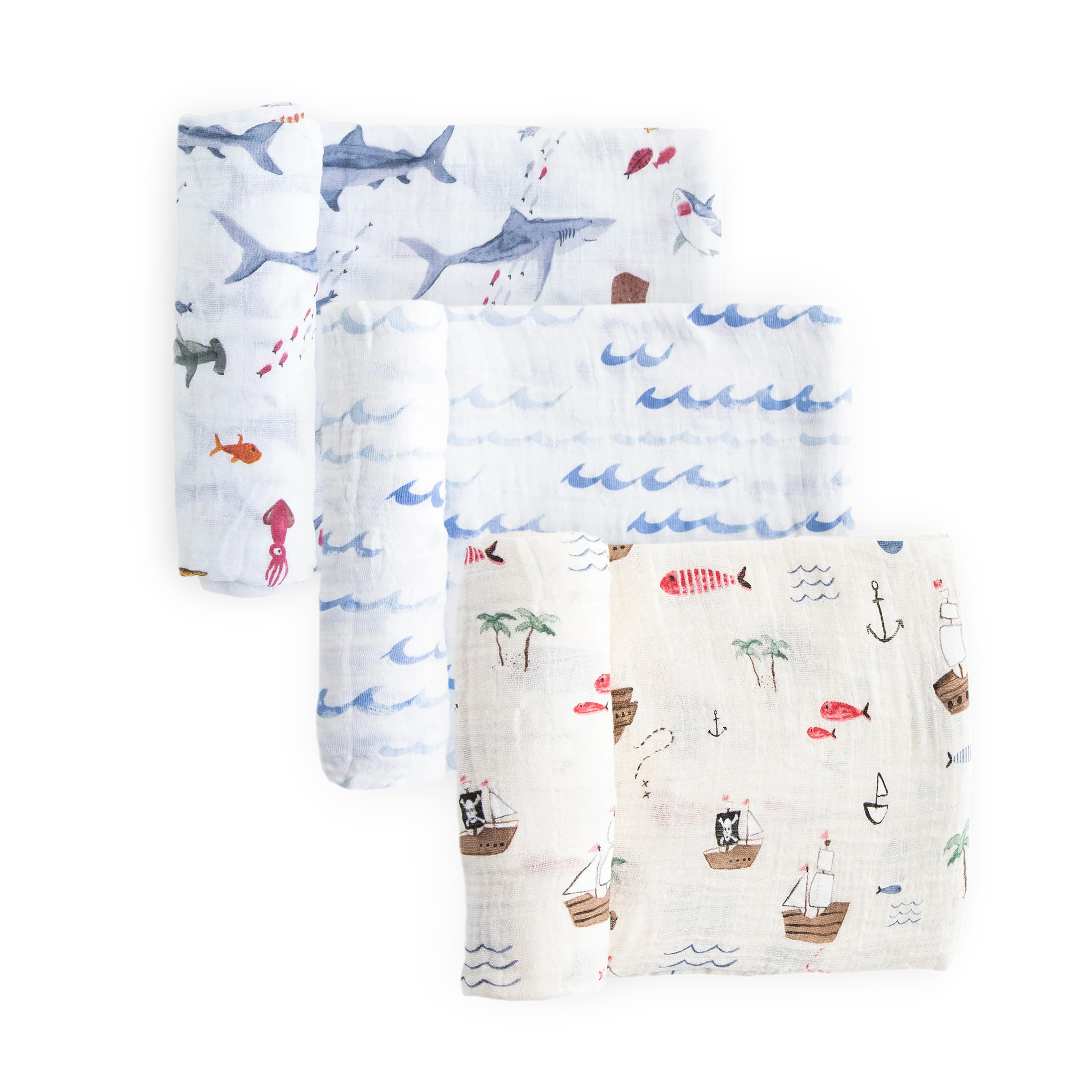 Cotton Muslin Swaddle 3 Pack- Shark