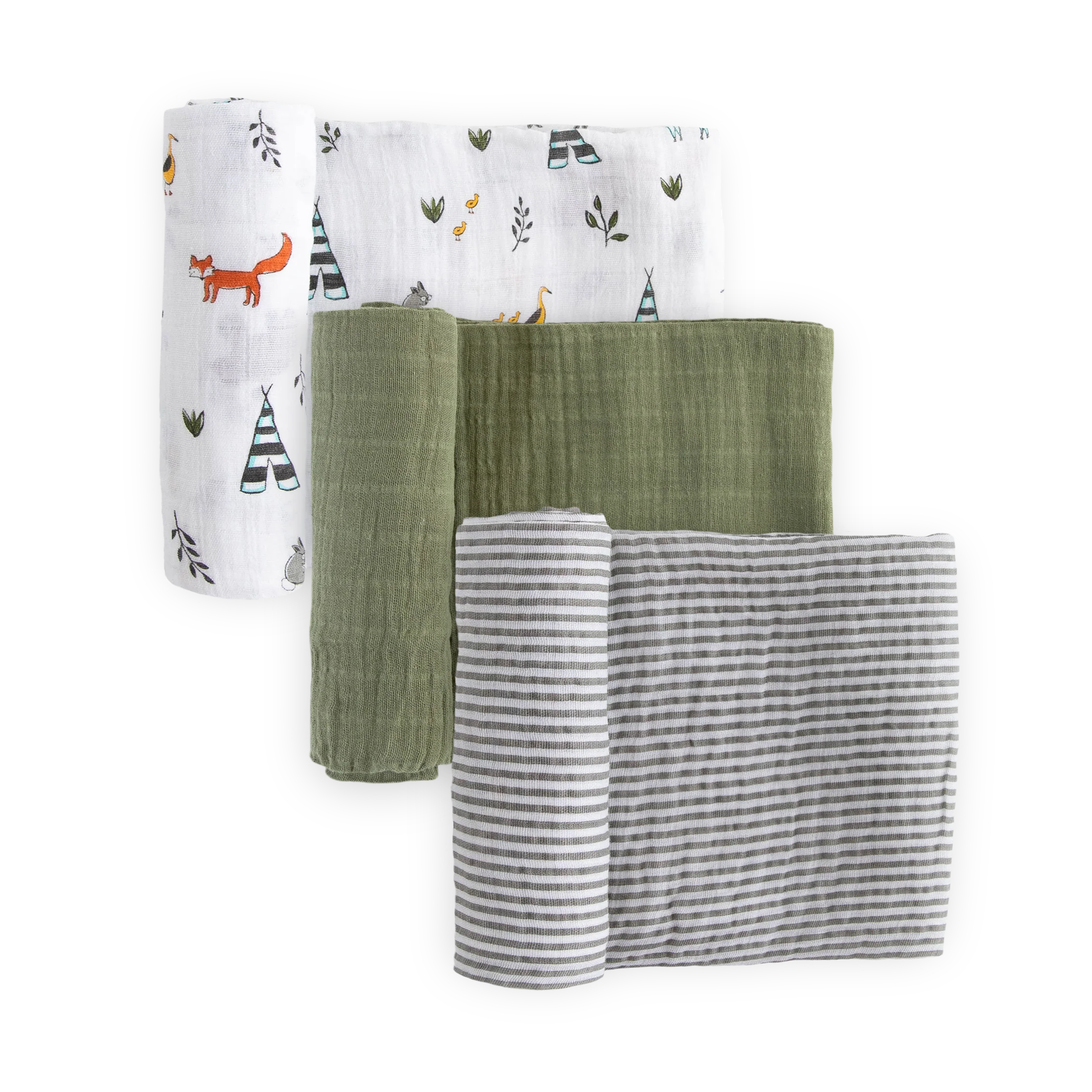 Cotton Muslin Swaddle 3 Pack- Forest Friends