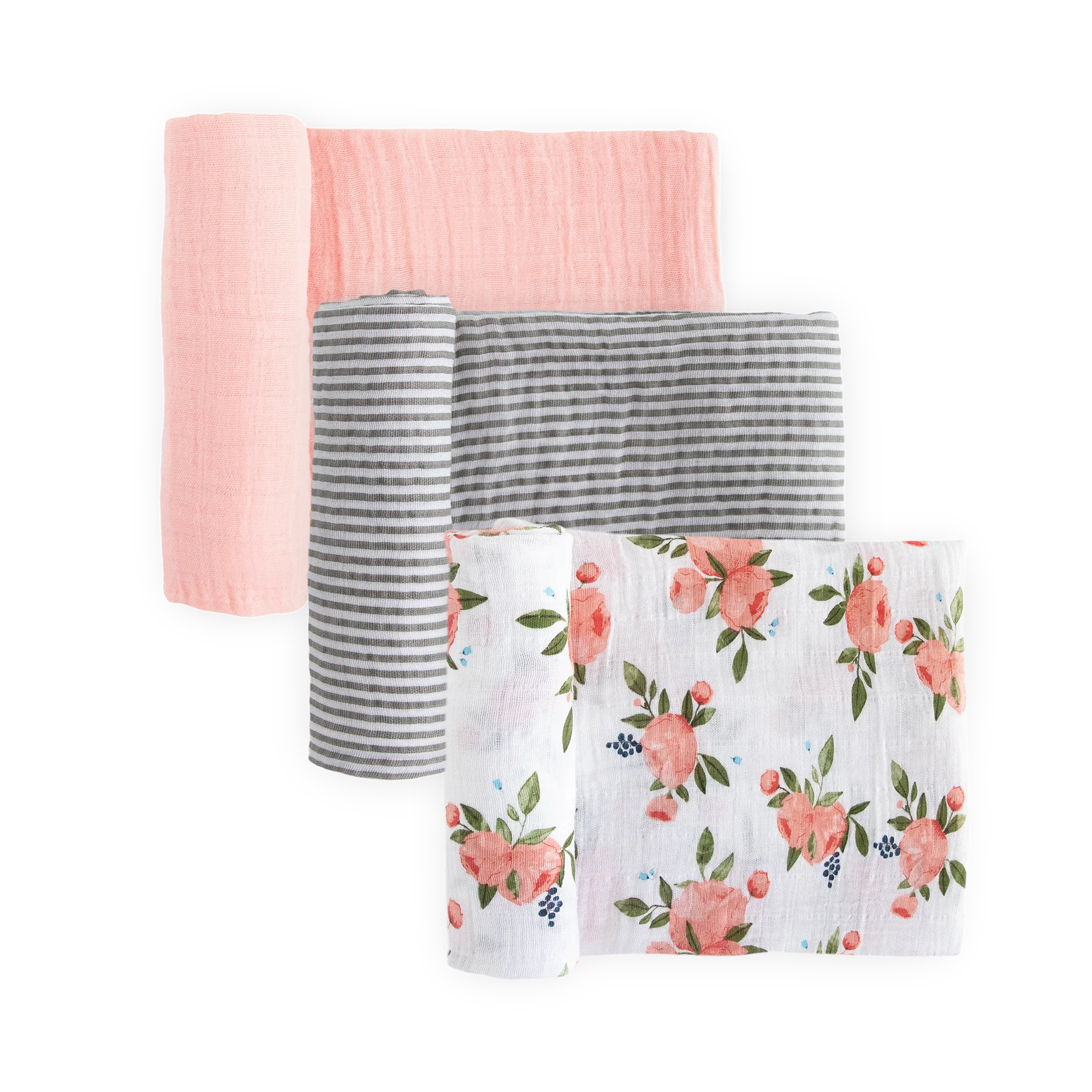 Cotton Muslin Swaddle 3 Pack- Watercolor Roses