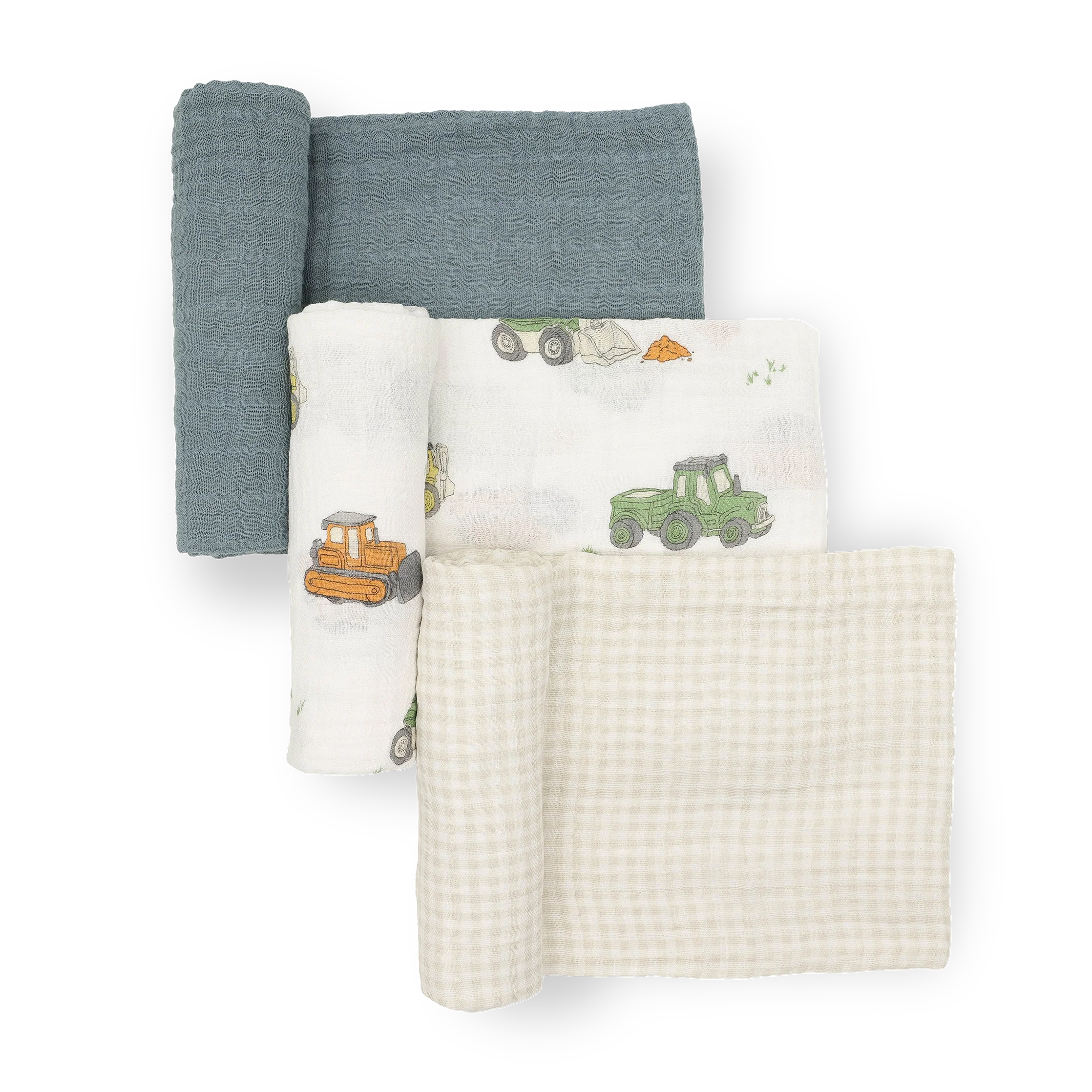 Cotton Muslin Swaddle 3 Pack- Work Trucks