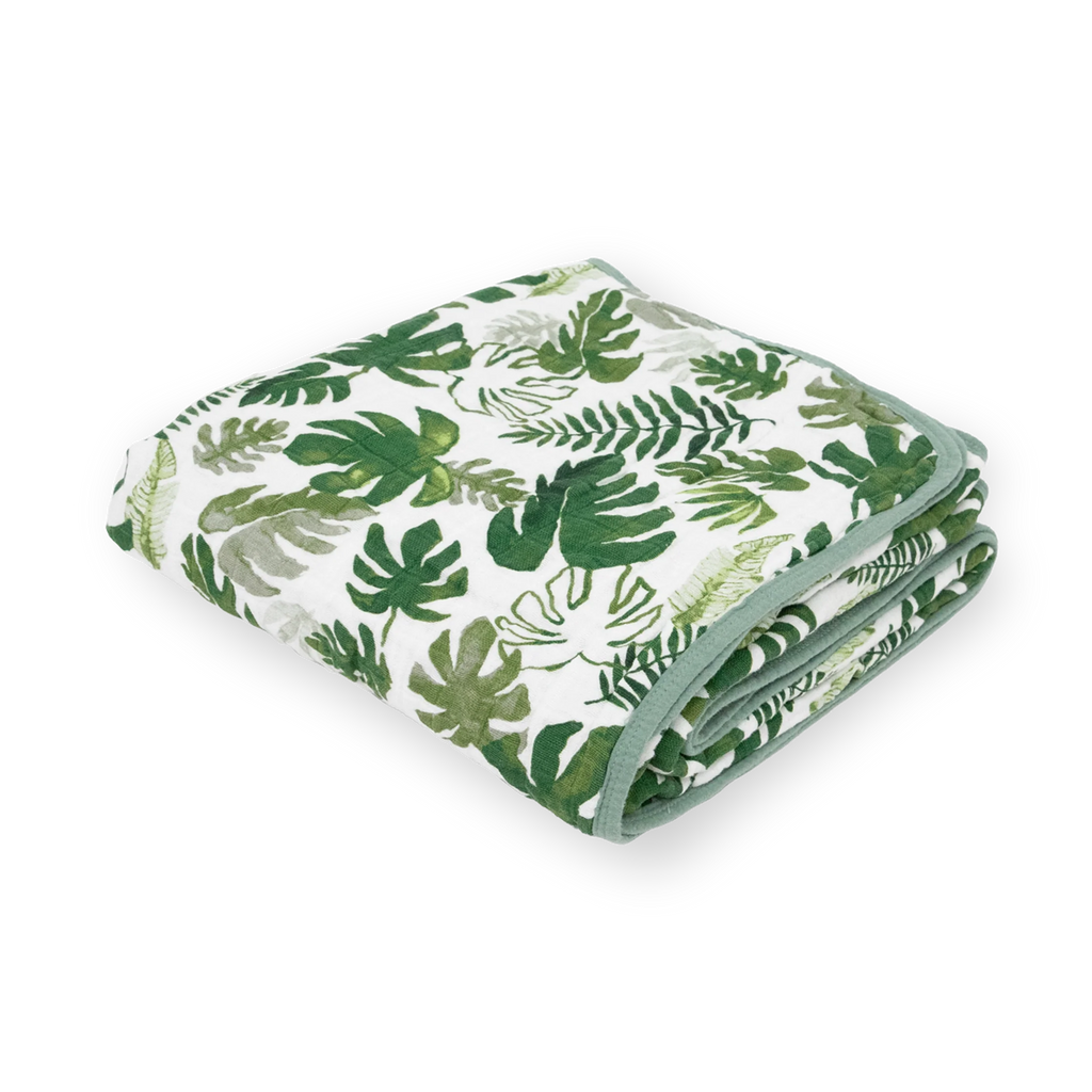 Original Cotton Muslin Quilt- Tropical Leaf