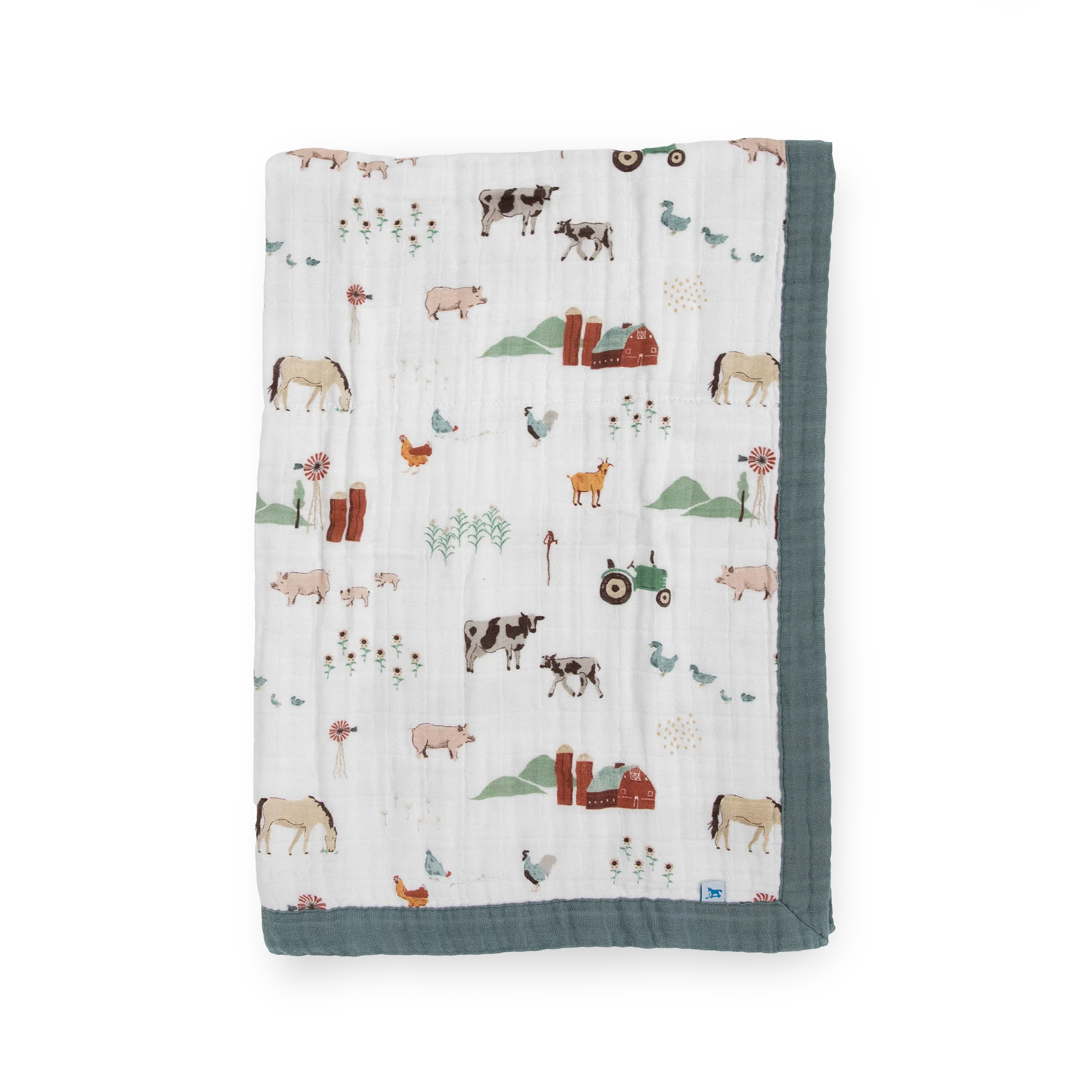 Cotton Muslin Baby Quilt- Farmyard
