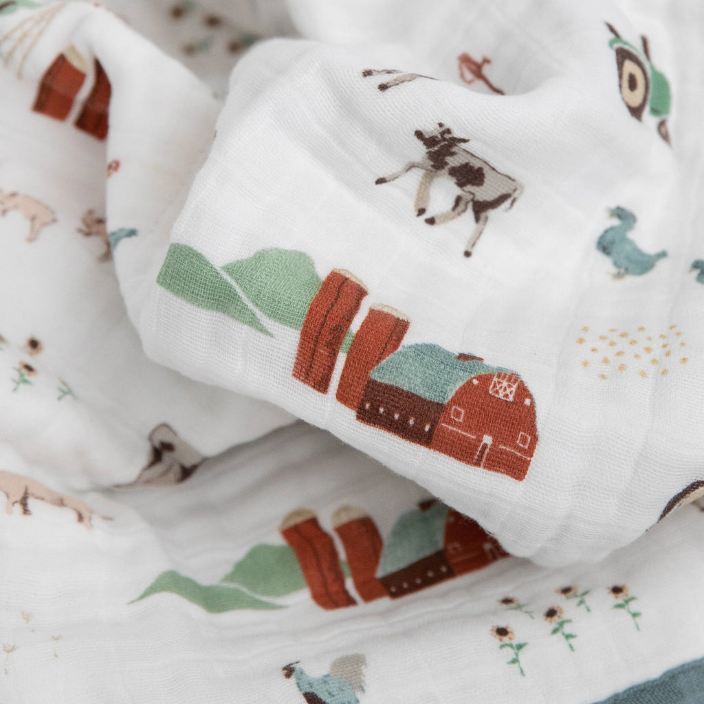 Cotton Muslin Baby Quilt- Farmyard