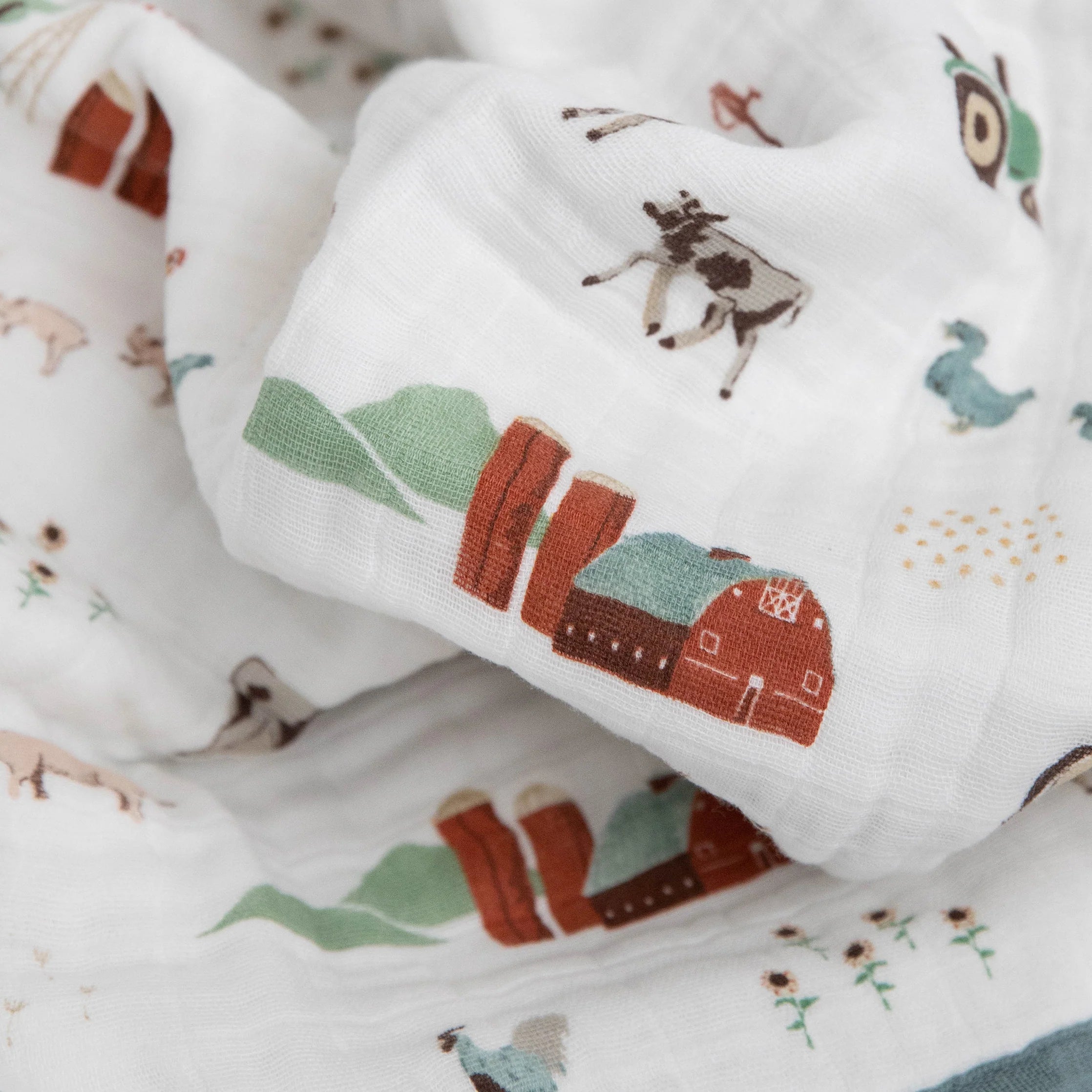 Cotton Muslin Baby Quilt- Farmyard