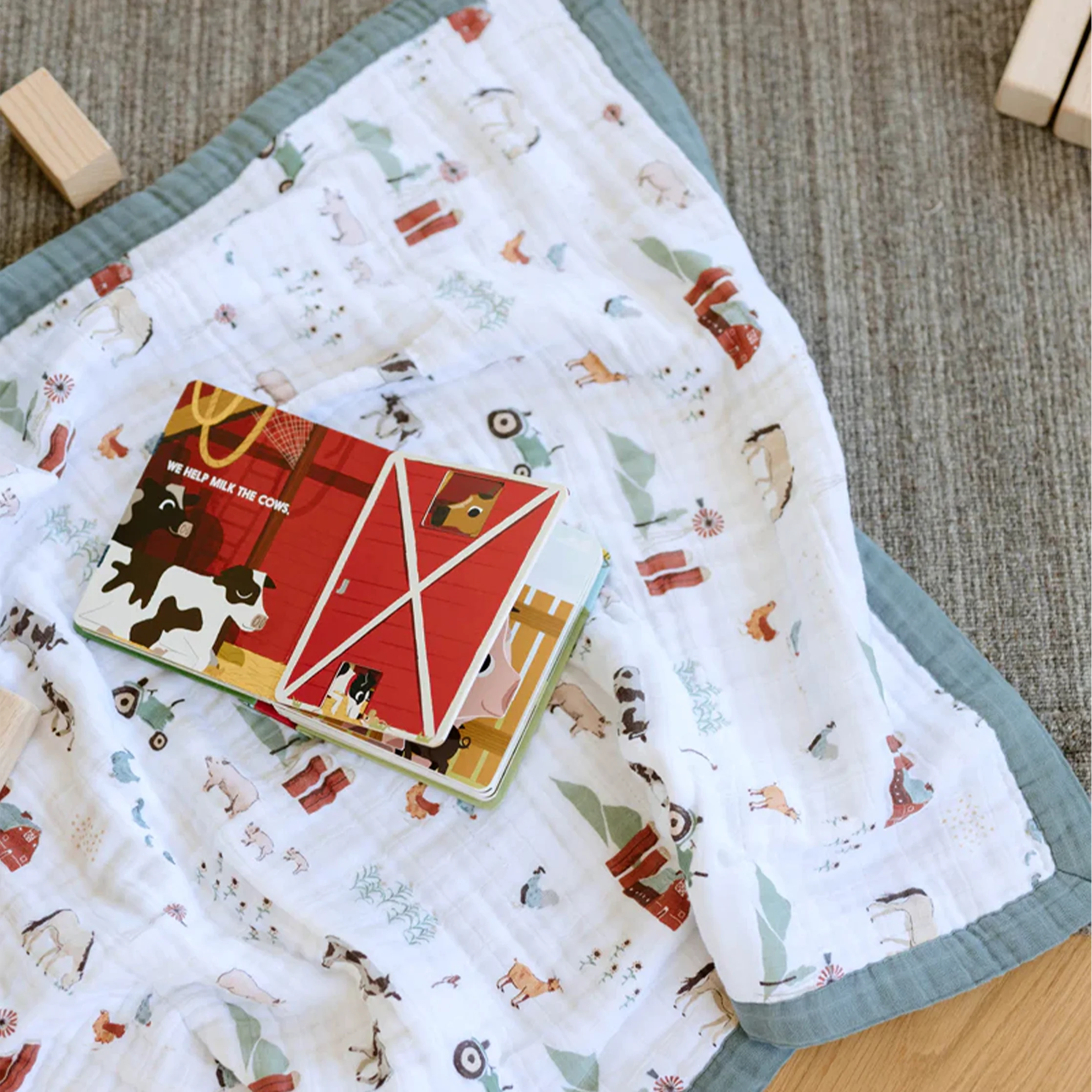 Cotton Muslin Baby Quilt- Farmyard