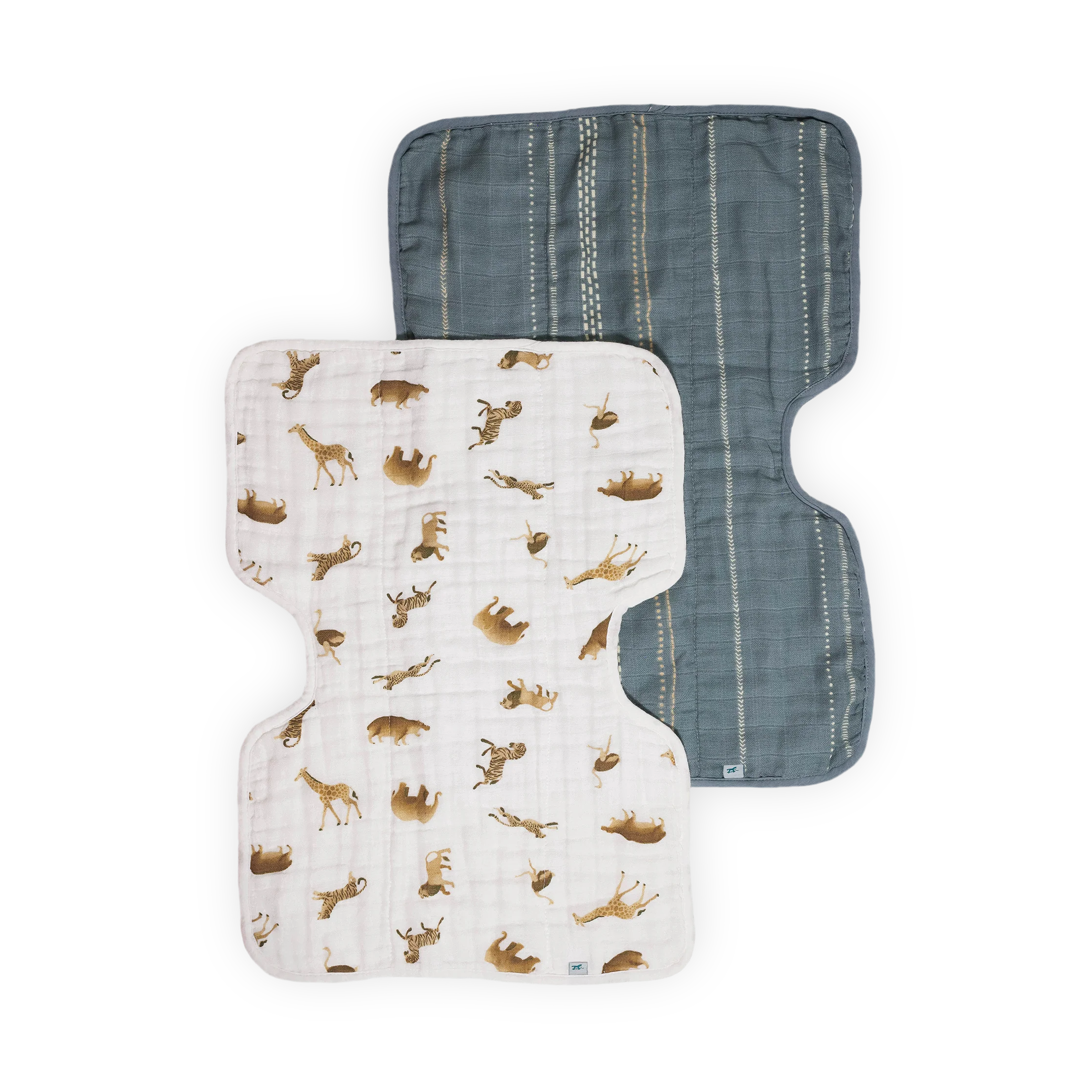Organic Burp Cloth 2 Pack- Animal Crackers + Stillwater Stitch