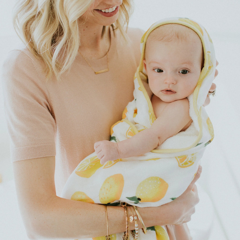 Cotton Hooded Infant Towel- Lemon