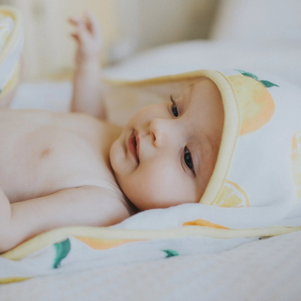 Cotton Hooded Infant Towel- Lemon
